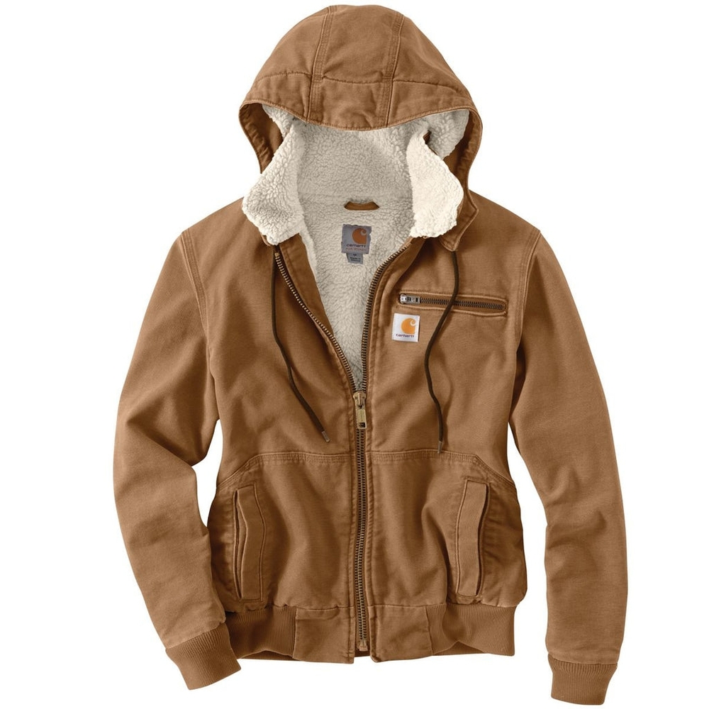 Sherpa Lined Weathered Duck Jacket in Carhartt Brown XS